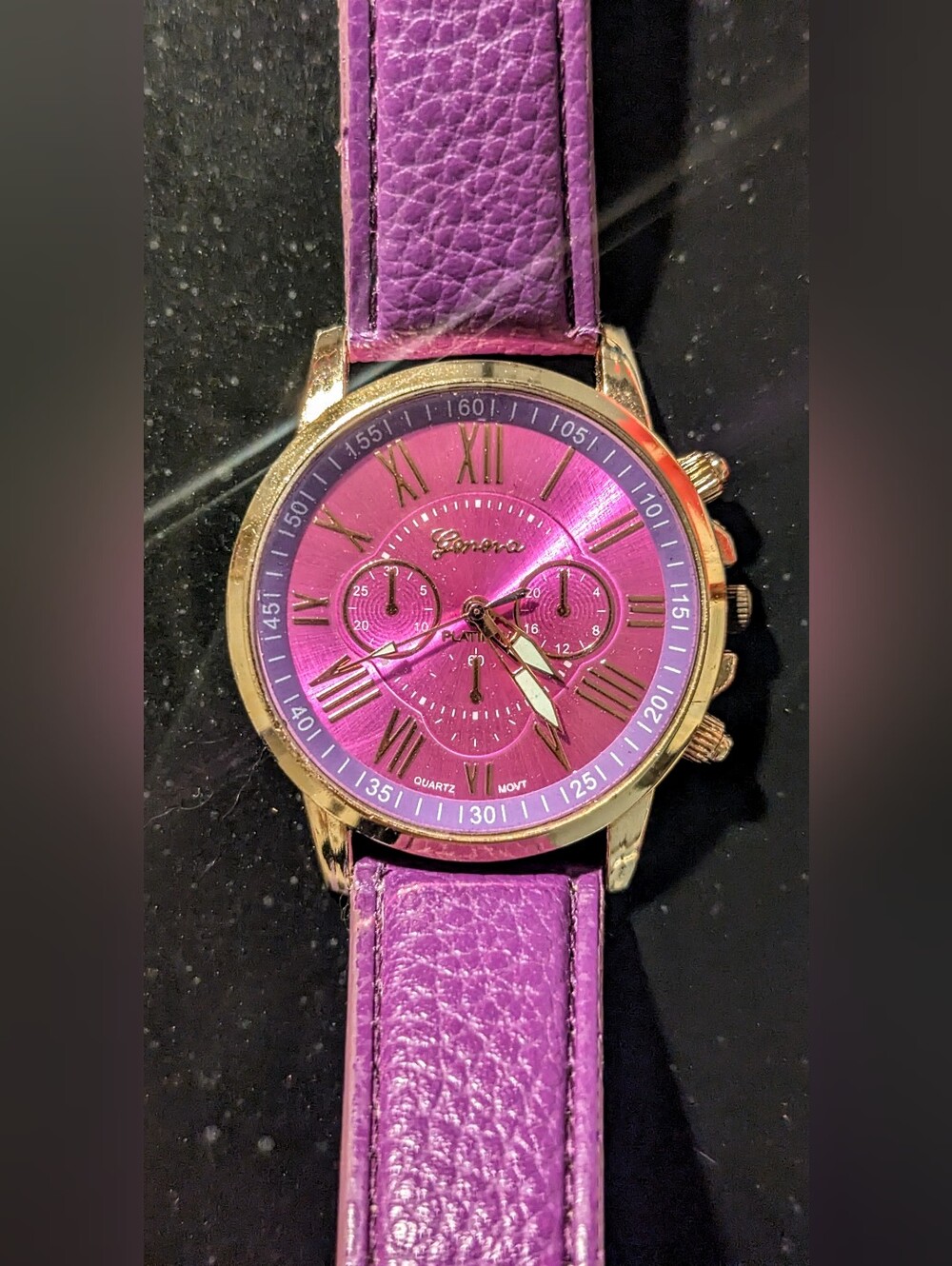 Geneva Pink Dial and Purple Strap Women's Watch